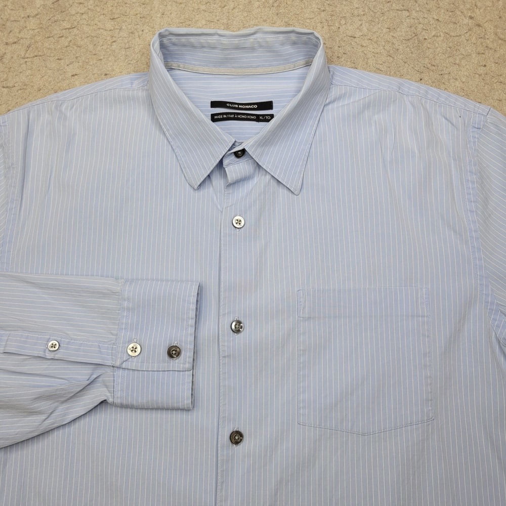 Club Monaco Shirt Mens XL Blue Long‎ Sleeve Button Up Stretch Business